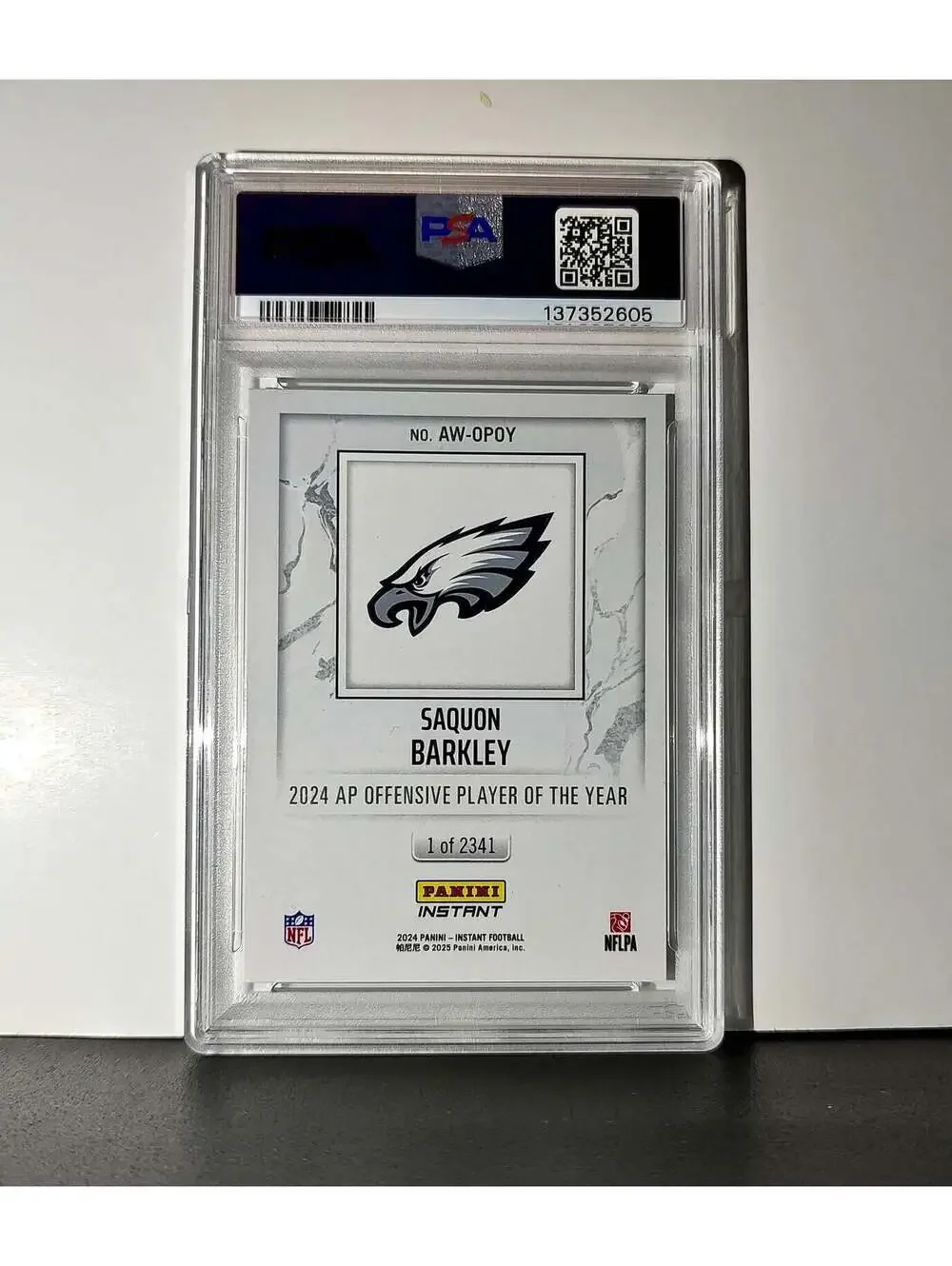 Saquon Barkley 2024 Panini NFL AP Offensive Player of the Year Eagles PSA 10 Gem